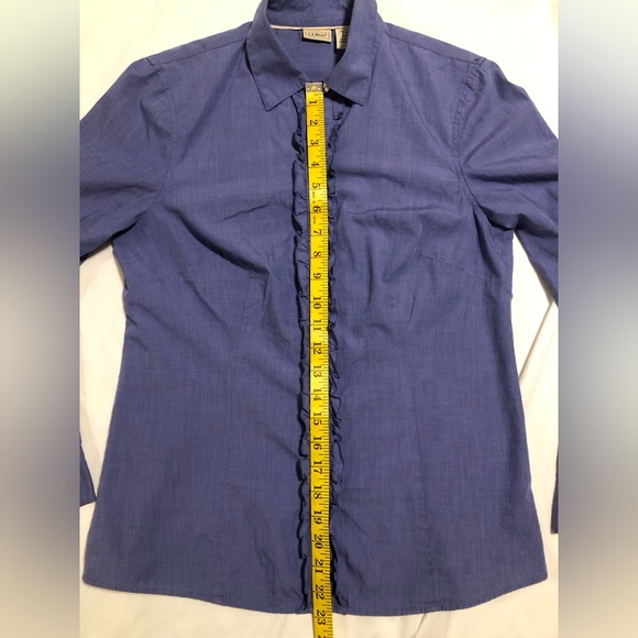 LL Bean blue, fitted with ruffle placket, S, button up shirt - Picture 7 of 13